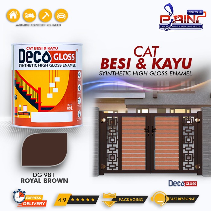 Cat Besi dan kayu DECOGLOSS Synthetic High Gloss ROYAL BROWN 0.9L