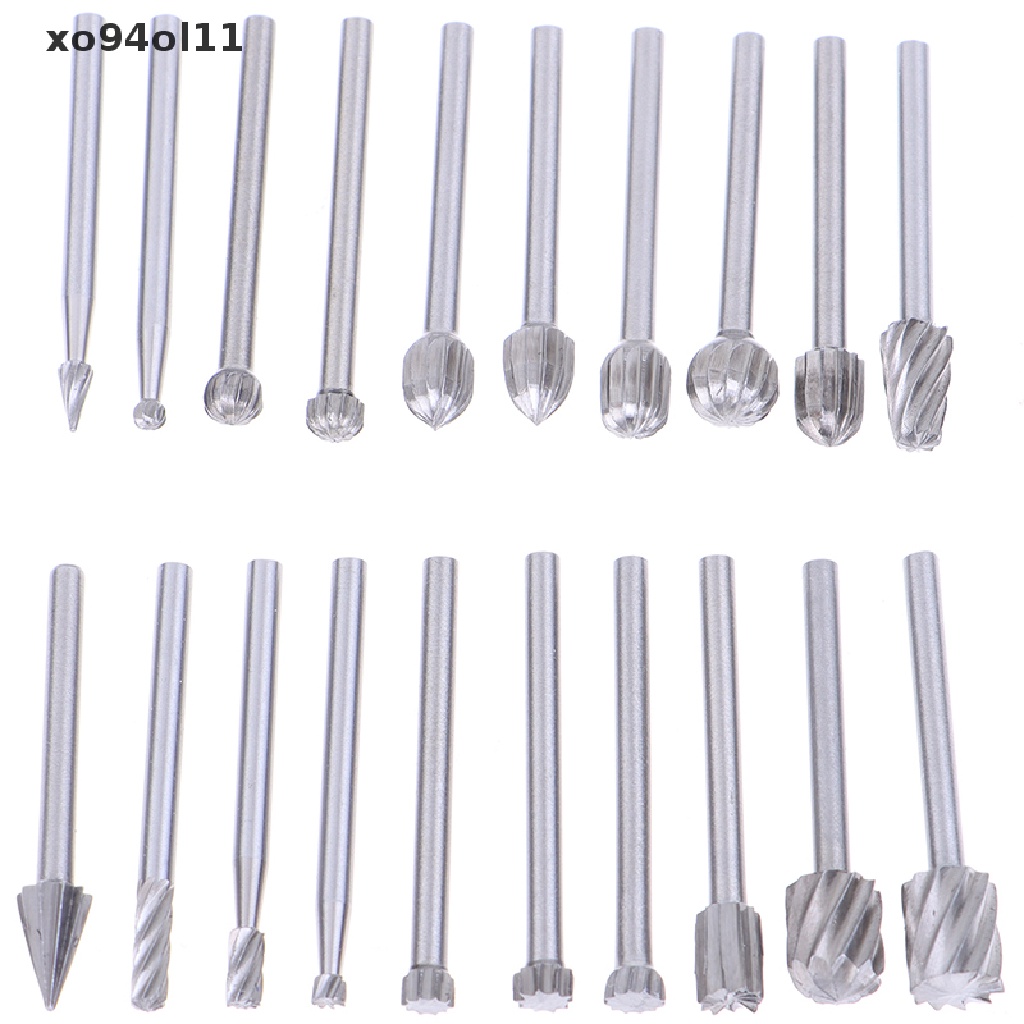 Xo 20pcs Tungsten Carbide Rotary Point Burr Die Grinder Shank Set 3 * 40mm OL