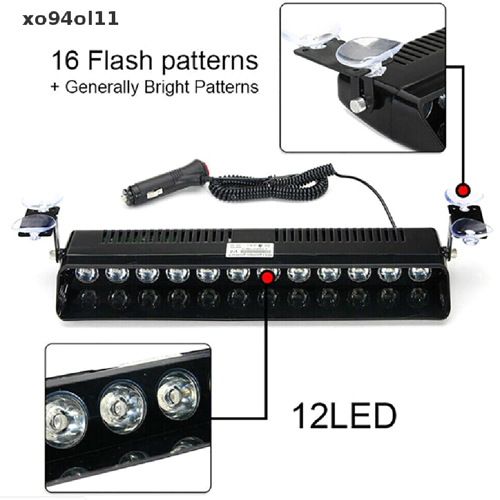 Xo Kaca Depan Mobil 12lampu LED Strobo Kedip Dash Emergency Warning Lamp Biru OL