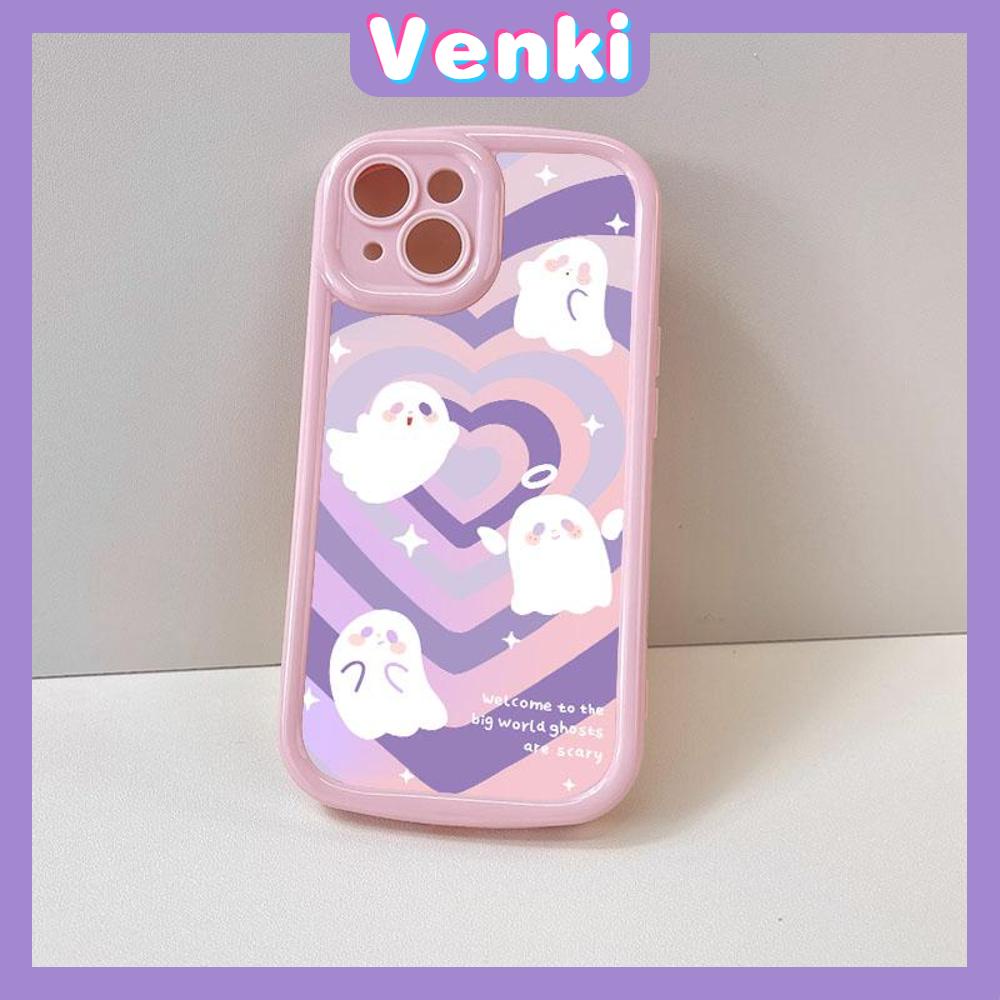 Case for iPhone 11 Soft TPU Glossy Round Edges Case Cute Cartoon Ghost and Heart Camera Protection Shockproof For iPhone 14 13 12 11 Pro Max 7 8 Plus X XR