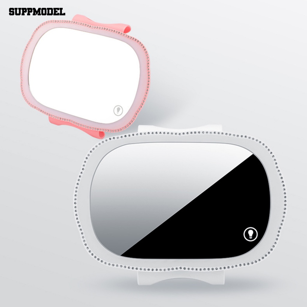 Suppmodel Antarmuka USB Mobil Sun Visor Mirror Perlengkapan Kendaraan Interior Mobil LED Kaca Spion Penyesuaian Kecerahan Tombol Satu