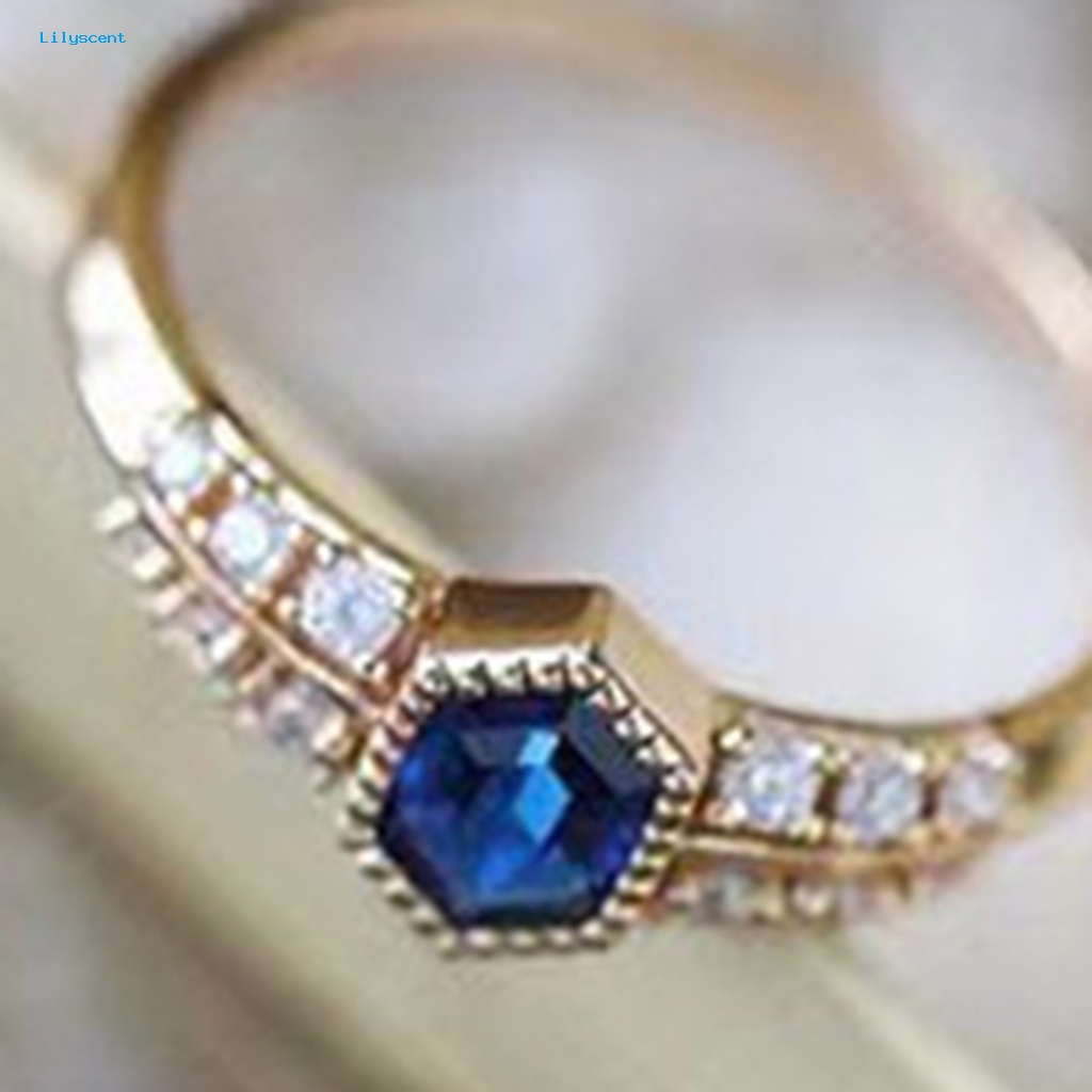 Lilyscent Retro Jari Cincin Fashion Perhiasan Berlian Imitasi Bertatahkan Ladies Ring Mewah