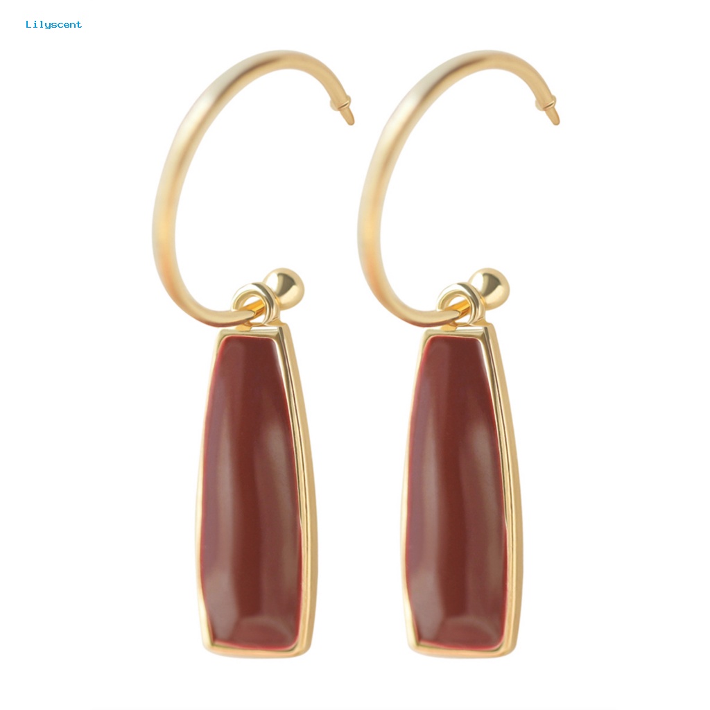 Lilyscent 1pasang Anting Hoop Tahan Aus Aksesori Perhiasan Perempuan Mewah Stud Hoop Earrings Electroplating