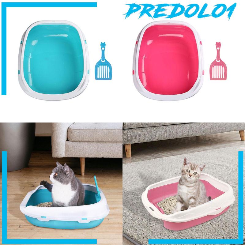 [Predolo1] Kotak Kotoran Kucing Semi Tertutup Anti Cipratan Untuk Hewan Kecil Kitty Litter Pan