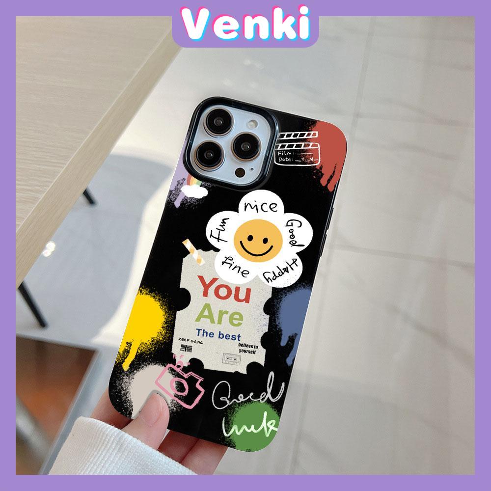 Case for iPhone 11 Soft TPU Glossy Black Candy Case Creative Collage Sunflower Smiley Camera Protection Shockproof For iPhone 14 13 12 11 Pro Max 7 8 Plus X XR