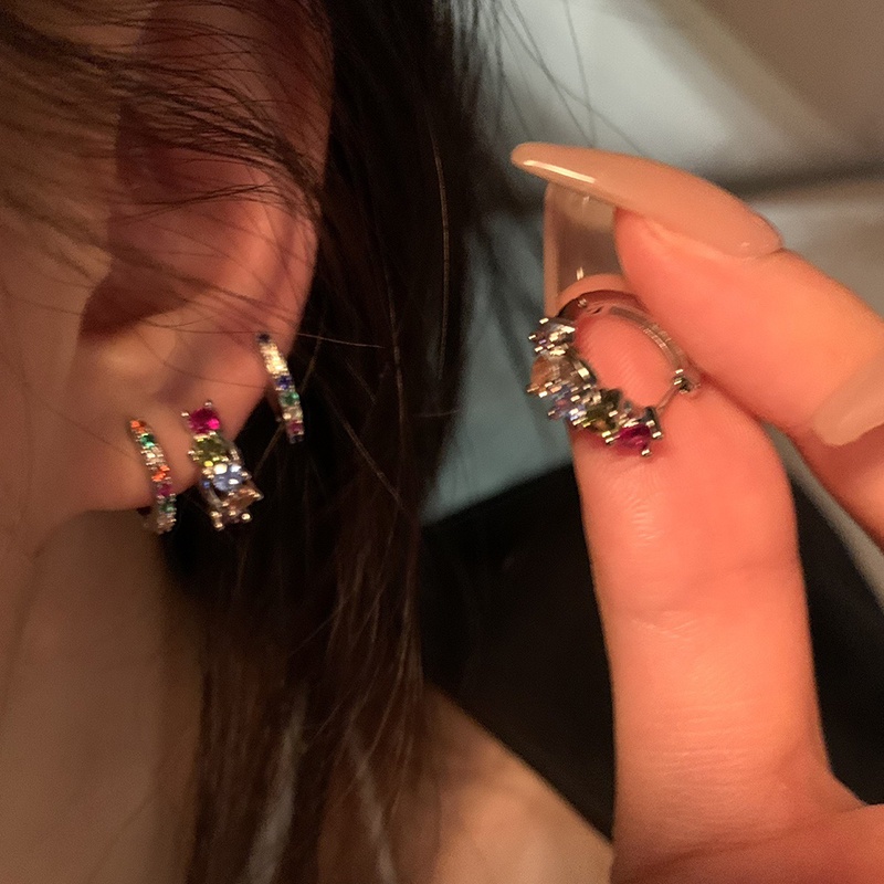 4/6pasang/set Set Anting Tusuk Fashion Zircon Alloy Geometris Untuk Wanita