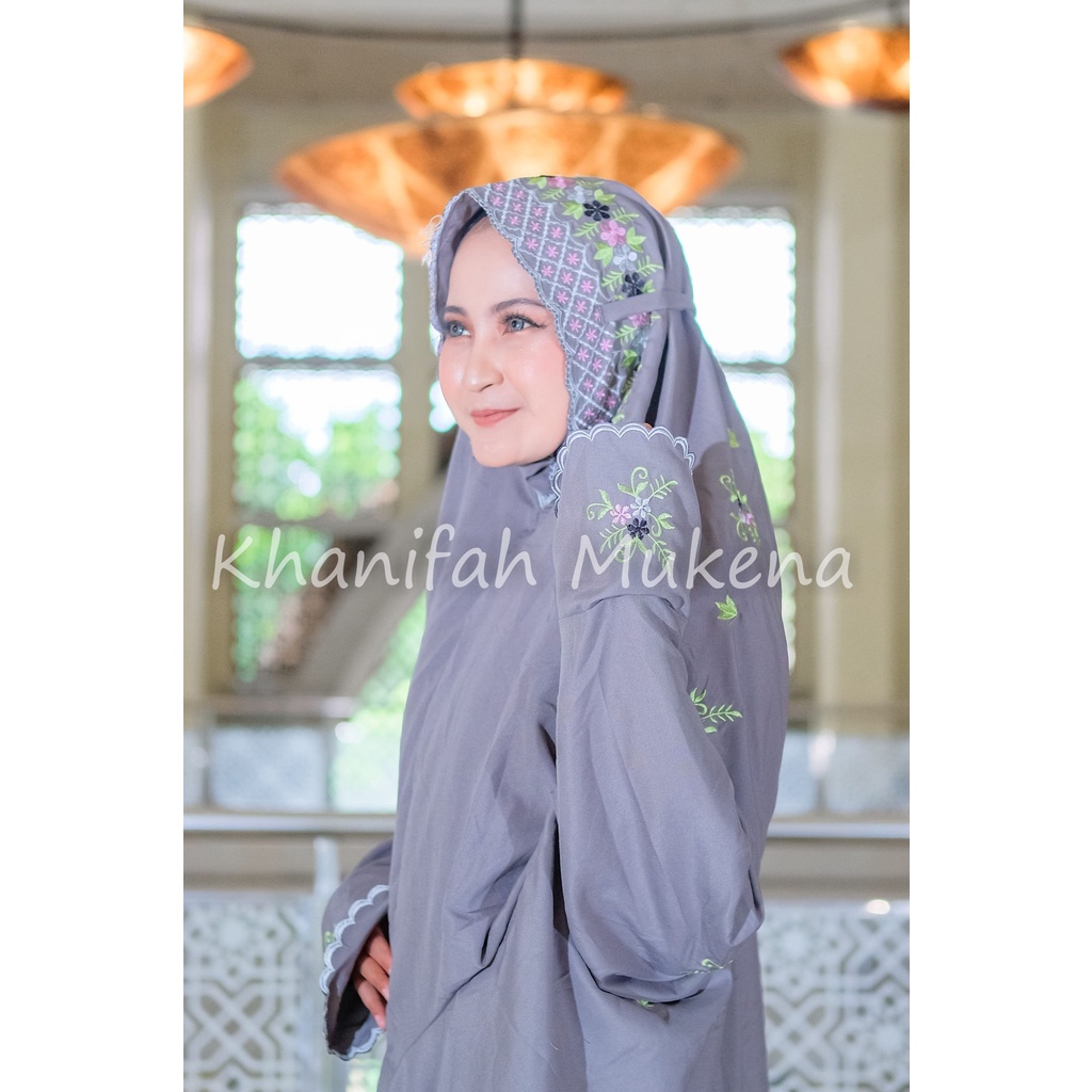 Mukena Lajuran Dewasa Polino Silk Warna Mukena Lajur Bordir Bunga Mukena Terusan Bordir Kudus Mukena