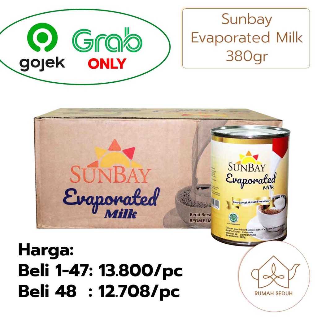 

Sunbay Susu Evaporasi 380gr Kardus Dus - Sun Bay Evaporated Milk Karton GOJEK GRAB ONLY