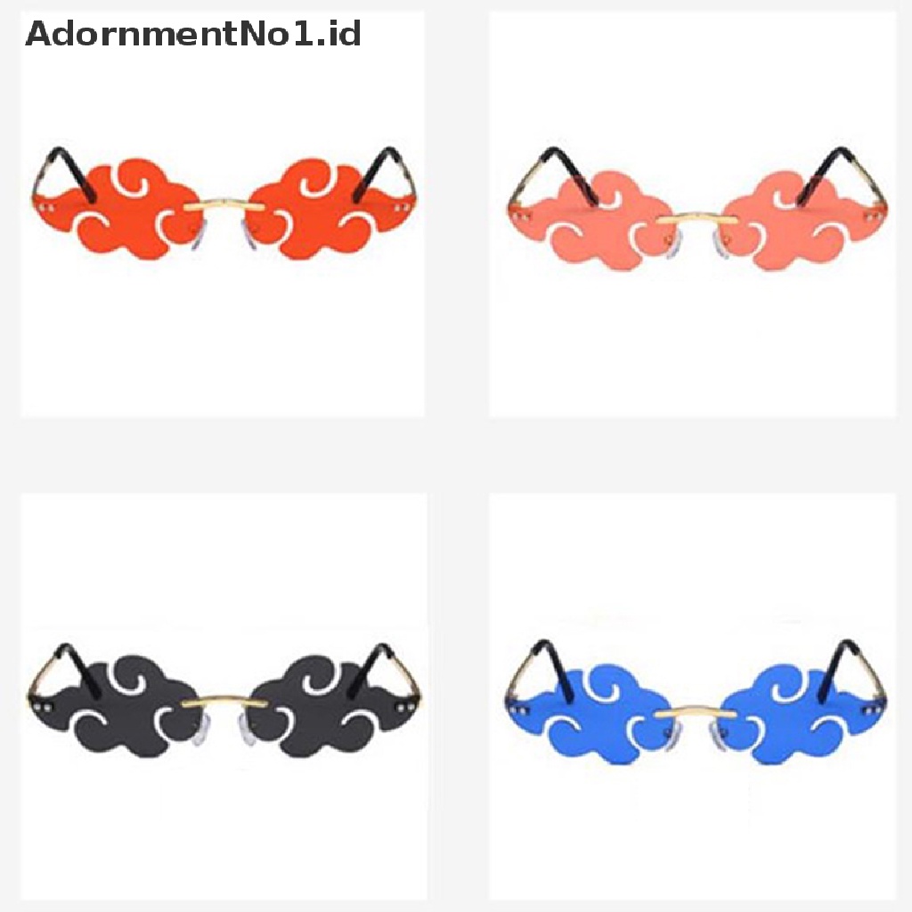 [AdornmentNo1] 1pc Anime Red Cloud Rimless Gothic Glasses Cosplay Eyewear Punk Sunglasses [ID]