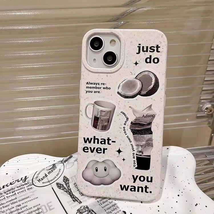 IPHONE Casing Ponsel Iphone11 ins Bahan Ramah Lingkungan Perlindungan Kamera Cocok Untuk Iphone14 13 12 14Plus Pro MAX 7 8Plus X XR XS MAX SE 12mini 13mini Model Empat Sudut Shockproof