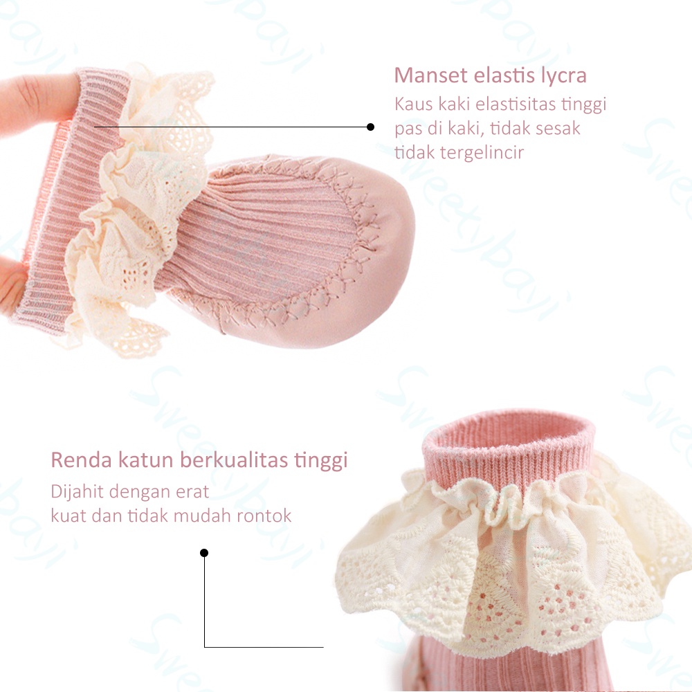 SweetyBayi 0-2 thn Kaos kaki bayi ruffle lace prewalker sepatu bayi anak anti slip