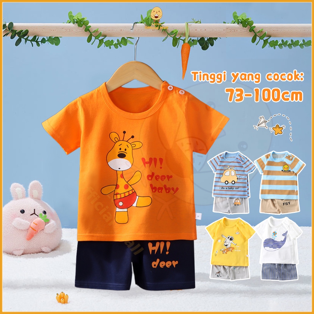 Lacoo Baju anak set Setelan kaos anak laki laki Setelan baju bayi impor Baju tidur bayi