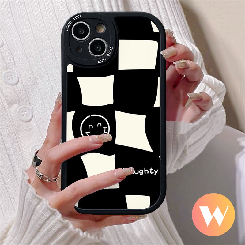 Simple Black White Checkerboard Phone Casing Infinix  Hot 10 Lite Note 8 Smart 6 5 Hot 10T 11s 10s 11 9 10 Play Cute Smile Face Soft Tpu Case