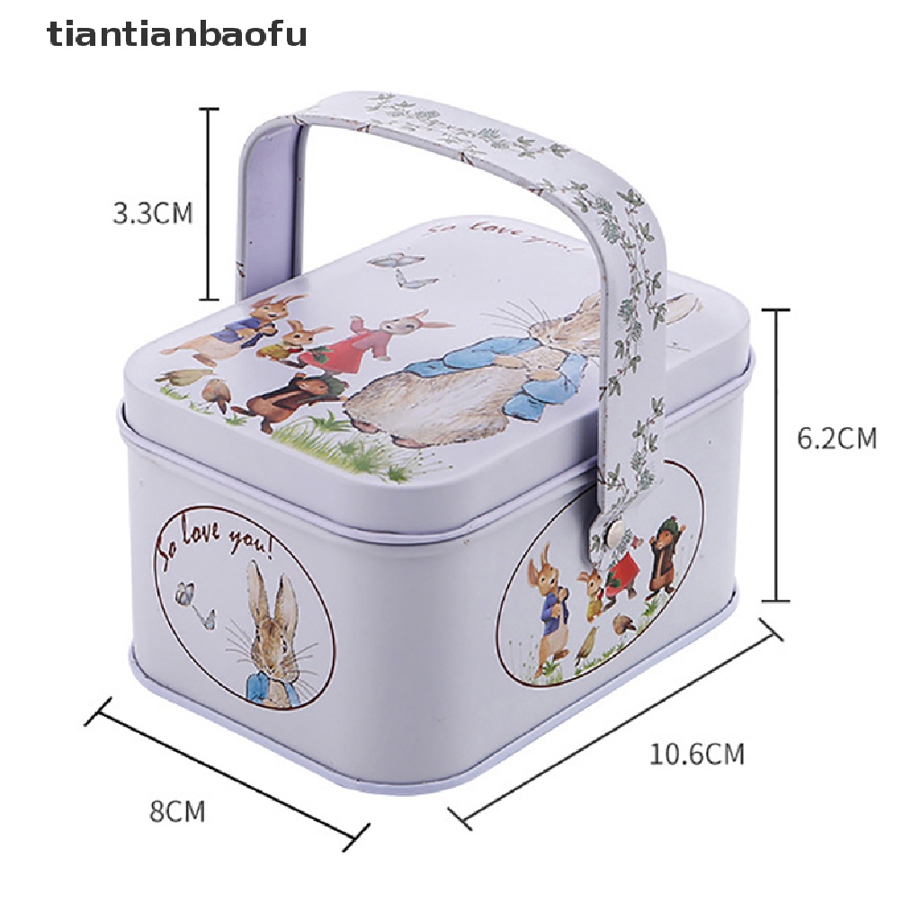 [tiantianbaofu] White Rabbit Toffee Tin Can Small Suitcase Storage Can Tin Metal Candy Box Gift Butik