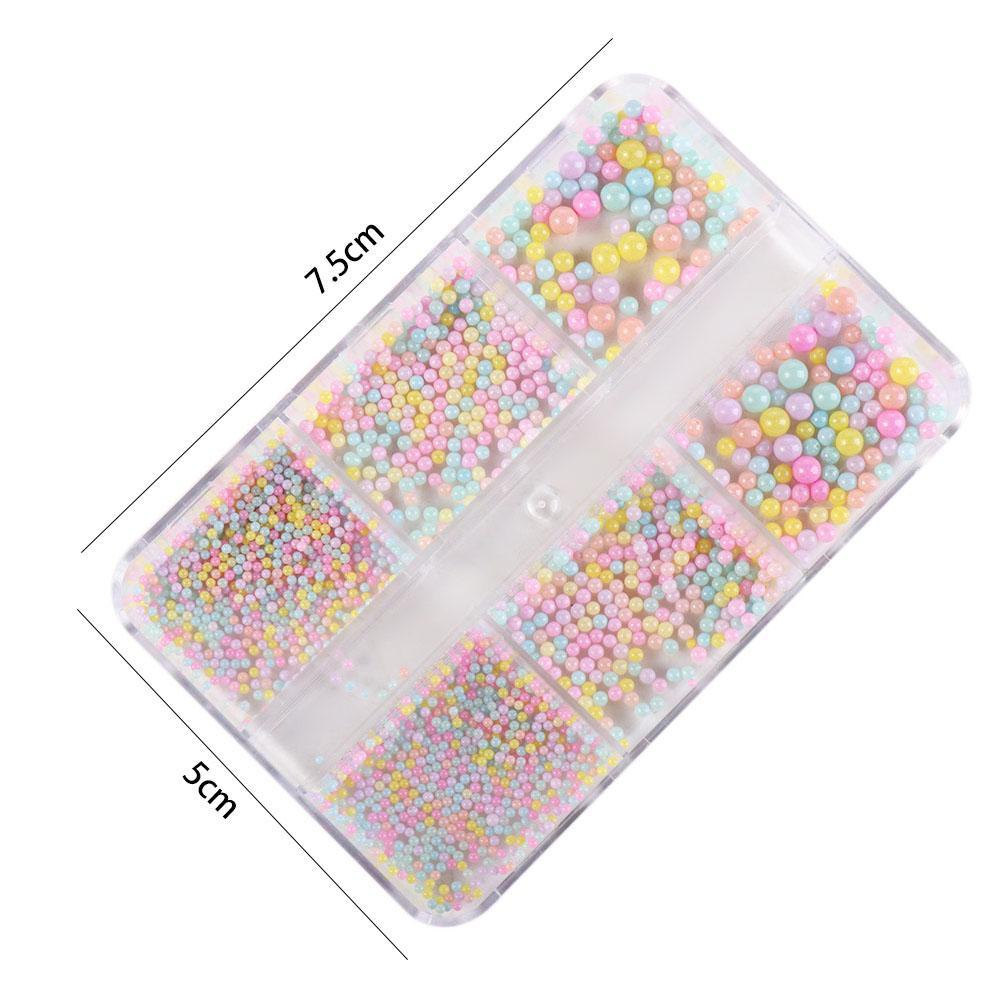AUGUSTINA Pesona Kuku Agustina Pink Biru 1Box Membuat Perhiasan Manikur Aksesoris Crystal Beads Filler|Manik Bubble Warna