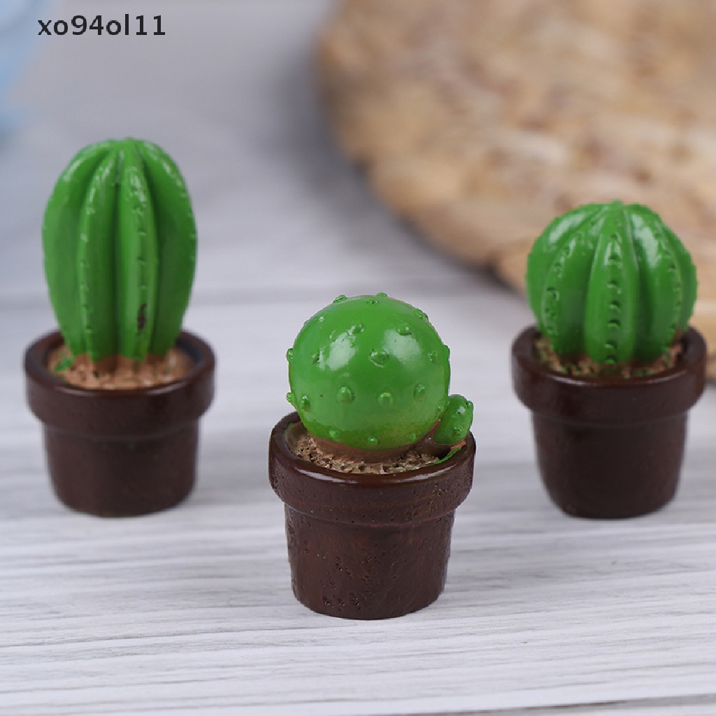 Xo 5pcs Rumah Boneka Miniatur Resin Kaktus DIY Tanaman Dekorasi Mainan OL