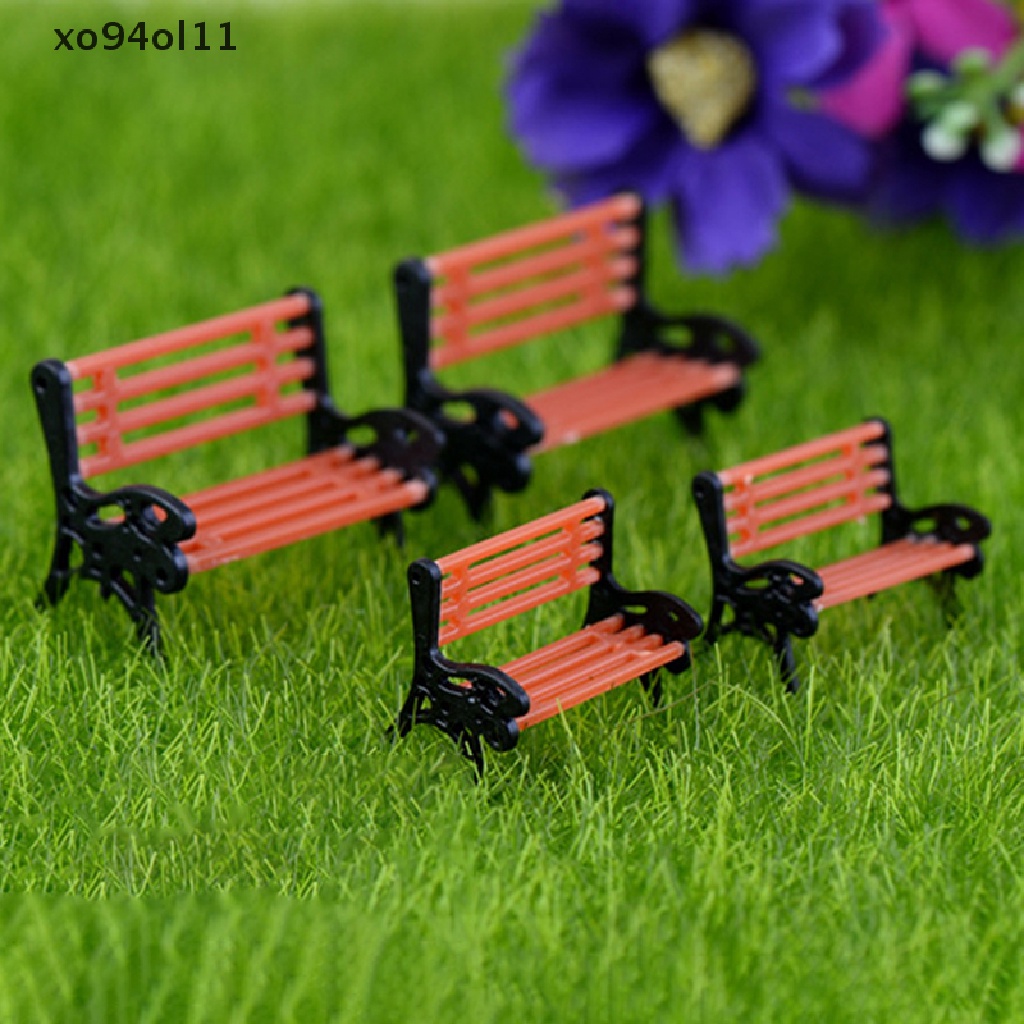 Xo 2Pc Ornamen Taman Mini Miniatur Bangku Kursi Taman Micro Landscape Dekorasi OL