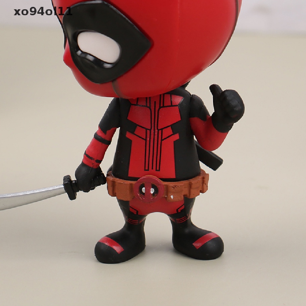 HOT TOYS Xo Marvel Anime Hot Mainan Cosbaby Deadpool Mini PVC Mini Action Figure Qversion Model Koleksisuper Hero Mainan Bobble Kepala Boneka Mobil Dekorasi Aksesoris OL