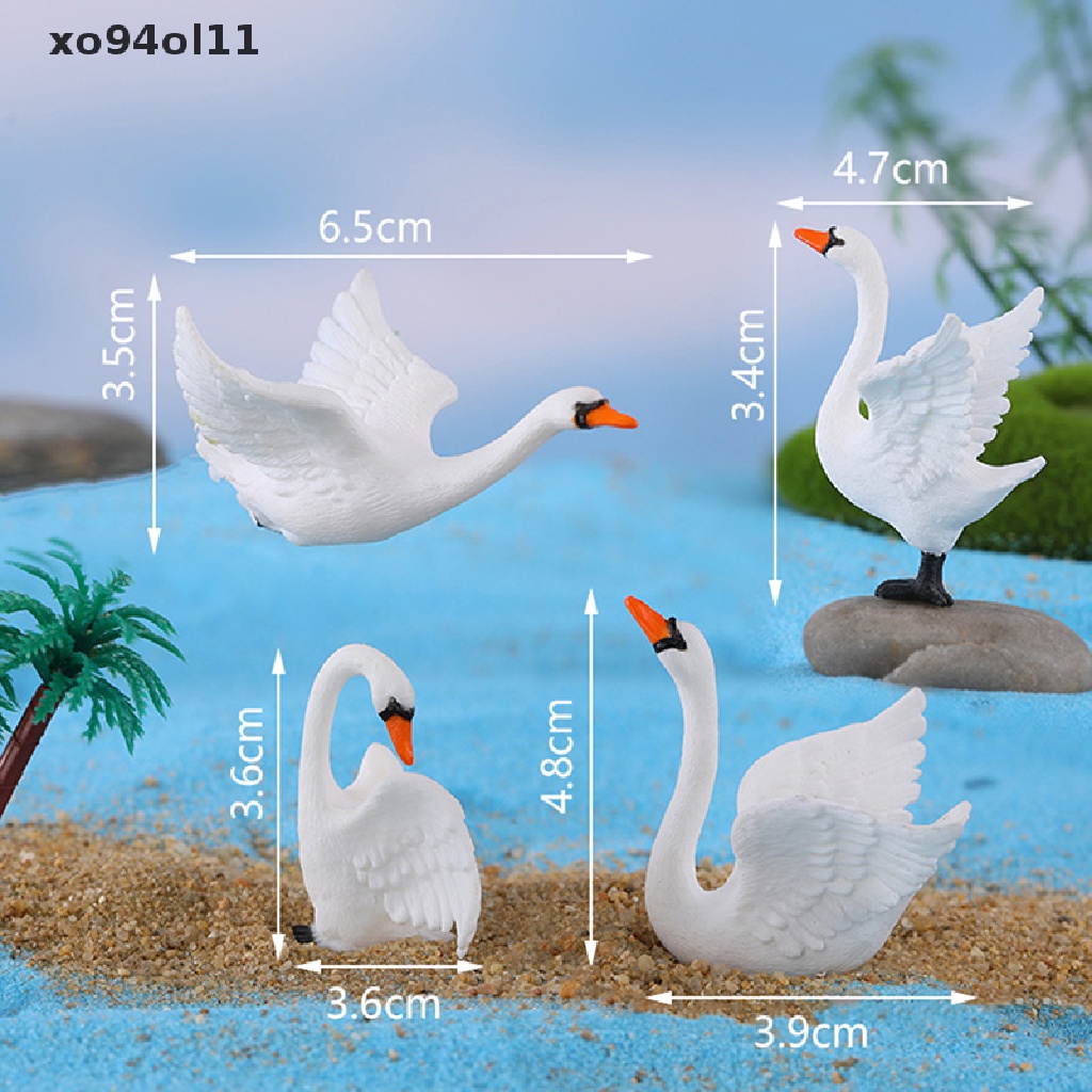 Xo 4Pcs/set Ornamen Dekorasi Lanskap Mikro Swan Mini Untuk panel Instrumen Mobil OL