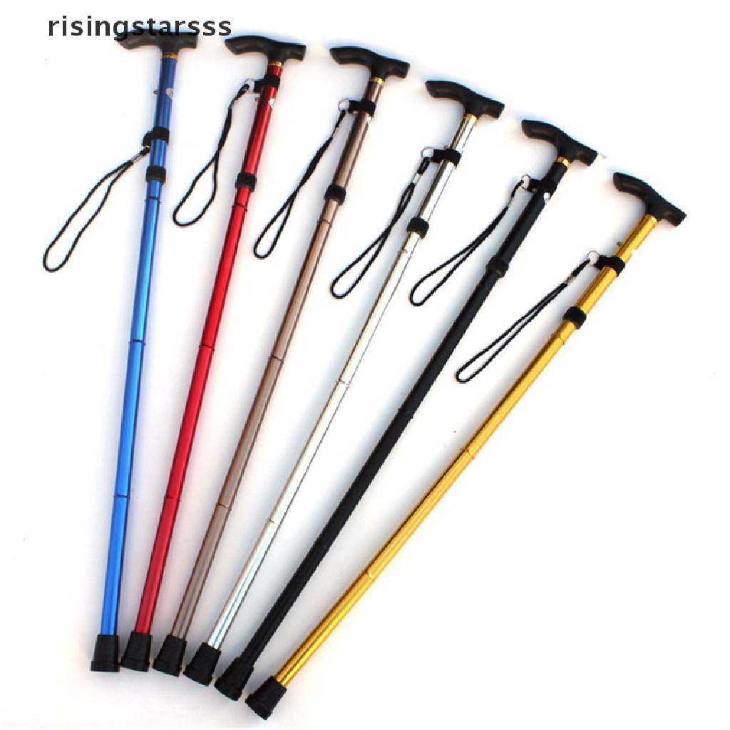 Rsid Span-new Tongkat Berjalan Hiking Trekking Tiang Trail Ultralight 4bagian Dapat Disesuaikan Canes Aluminium Alloy Tongkat Berjalan Lipat Jelly