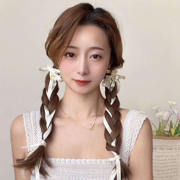 2pcs/set Korea Busur Pita Rambut Klip Gadis Manis Panjang Pita Dikepang Jepit Rambut Wanita Aksesoris Rambut