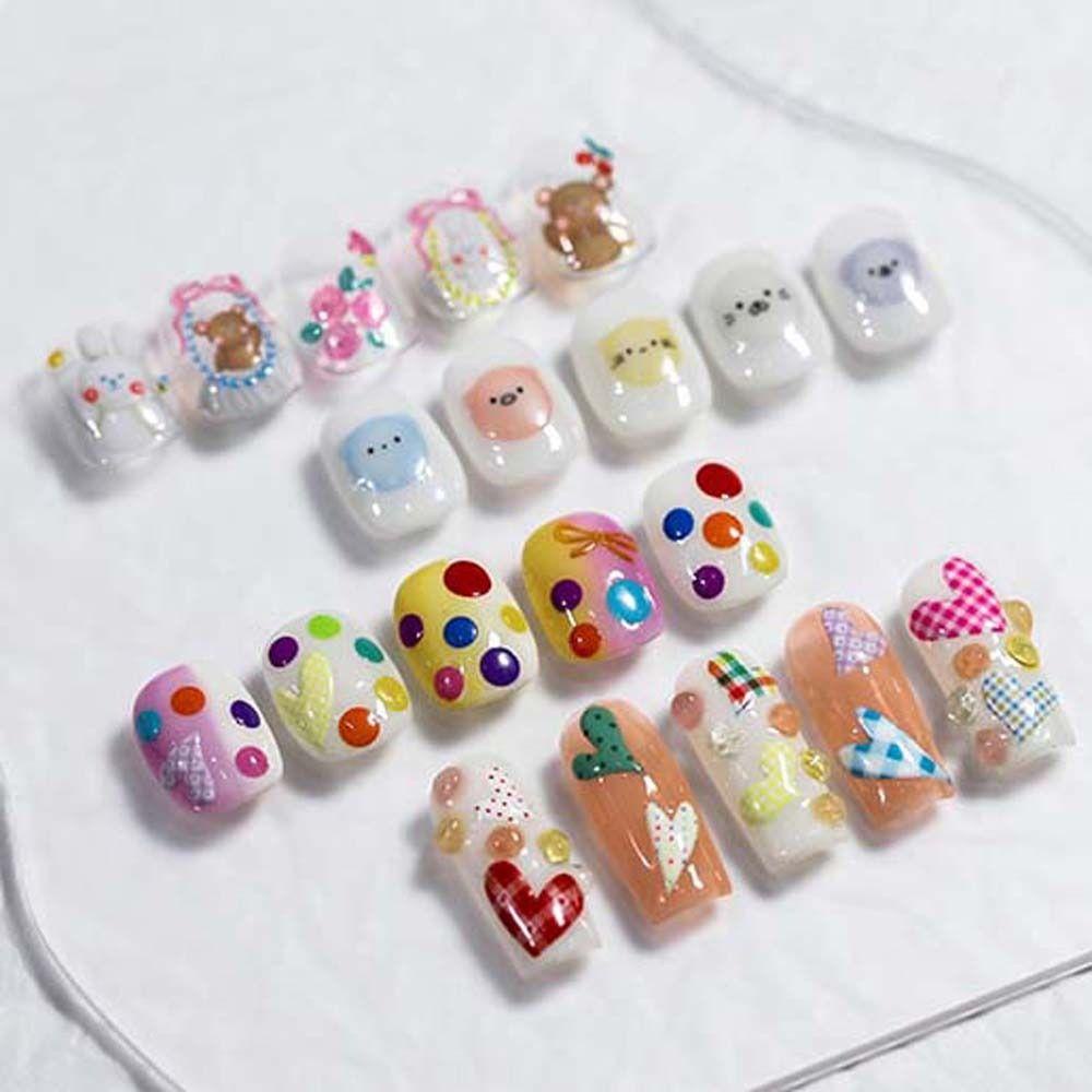 Mxbeauty Jelly Stiker Kuku Wanita Gradien Kupu-Kupu Kelinci Cinta Hati Manikur Aksesoris Bulat Dot Dekorasi Kuku