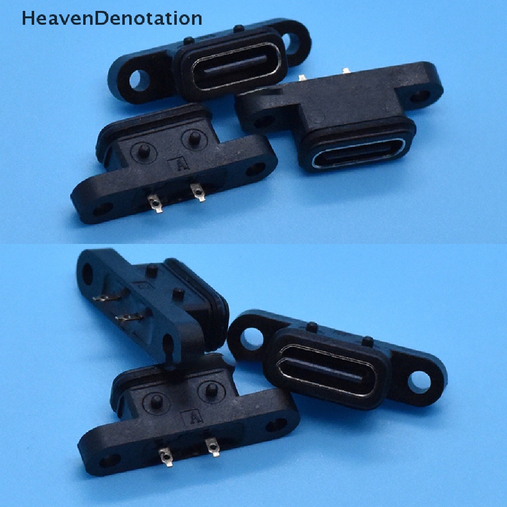 [HeavenDenotation] 2pcs TYPEC 2Pin Tahan Air Female USB C Socket Port Lubang Antarmuka Pengisian Cepat HDV