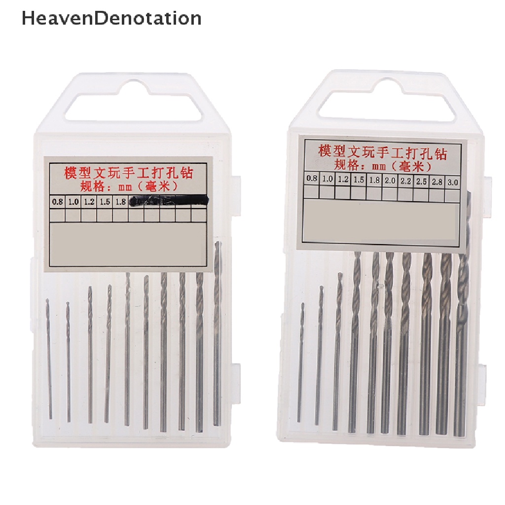 [HeavenDenotation] 10pcs/box Mini Drill HSS Bit 0.8mm-3.0mm Lurus Shank PCB Twist Drill Bits Set HDV