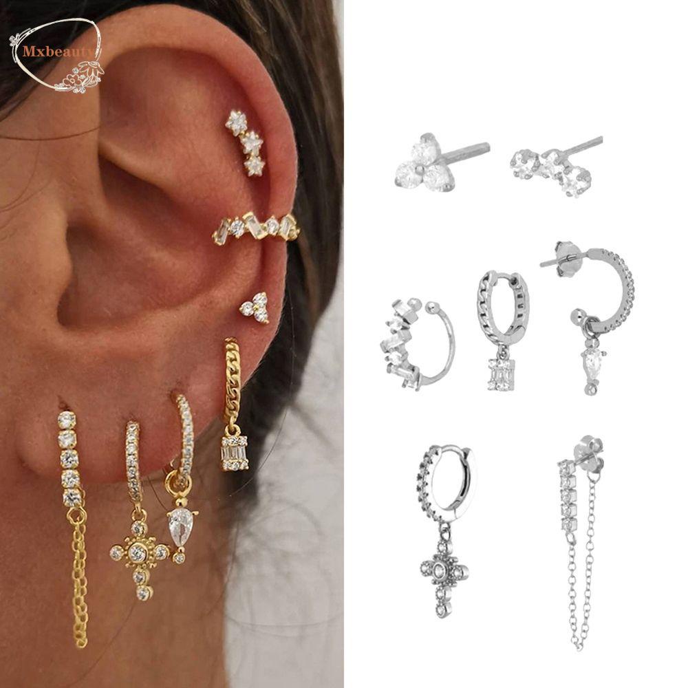 Mxbeauty Anting Hoop Untuk Wanita Fashion Shiny Pesta Pernikahan Liontin Gadis Tindik Telinga Perhiasan