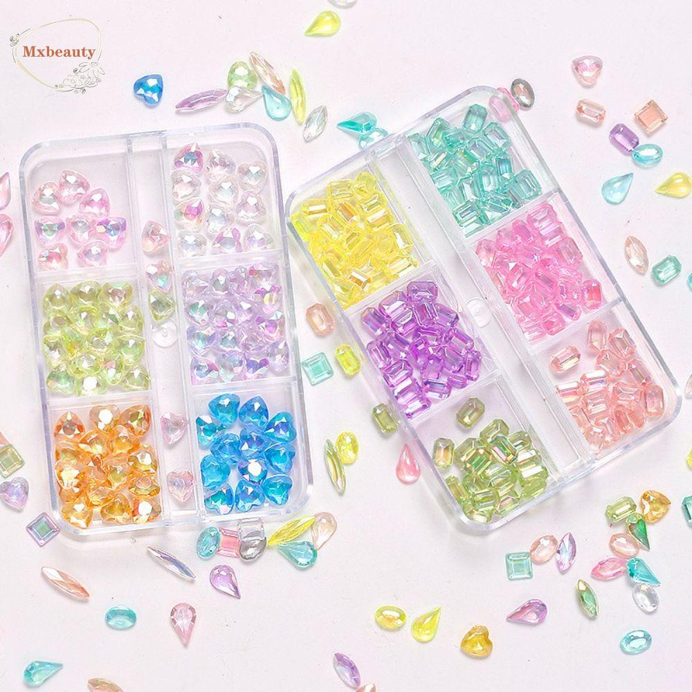 Mxbeauty Nail Art Charms Aurora Es Batu Cinta Hati Salon Kuku Manikur Aksesoris DIY Bahan Kuku 3D Dekorasi Kuku