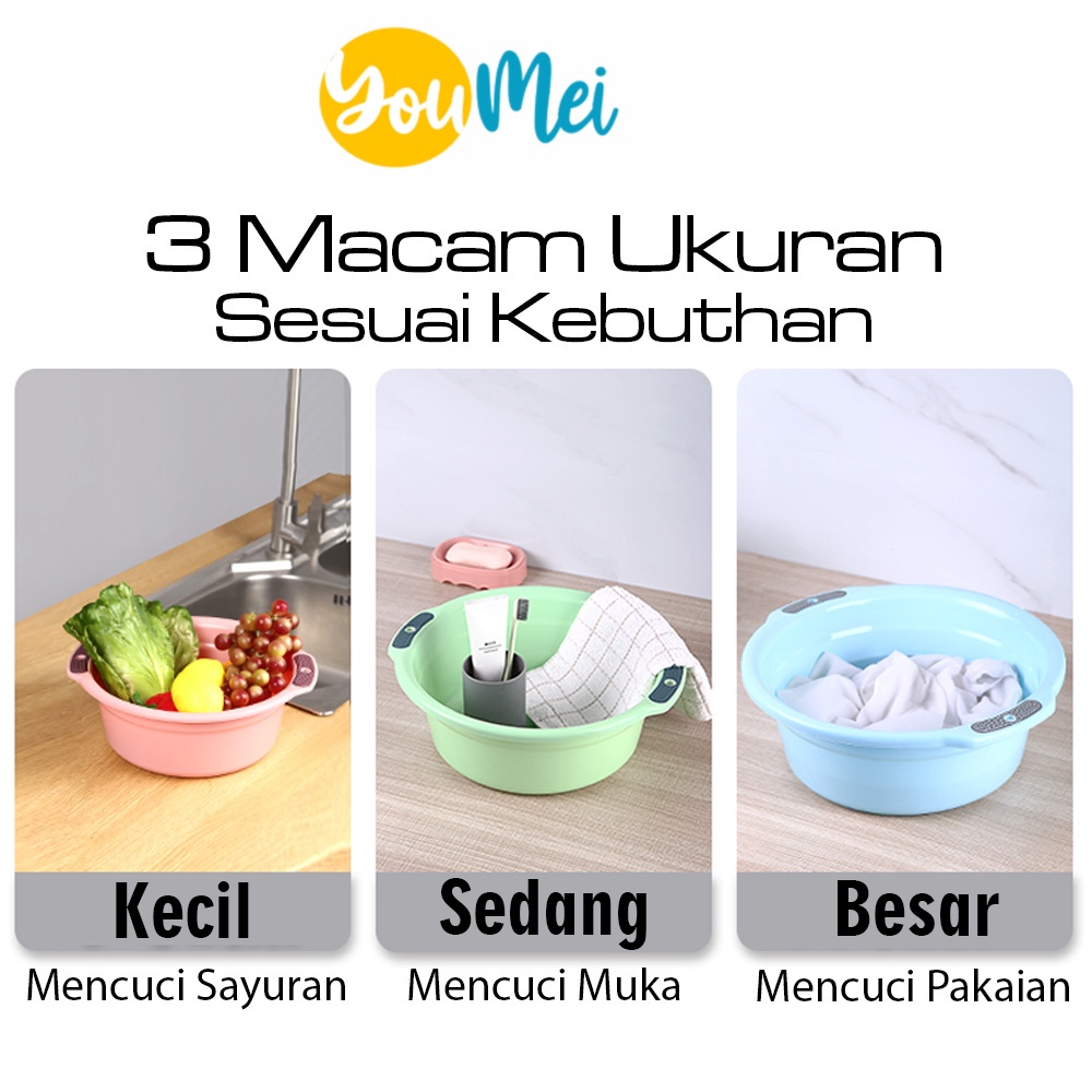 Baskom Plastik Serbaguna Warna Pastel | untuk Cuci Baju / Cuci Muka / Mandi / Cuci Sayuran - 1097
