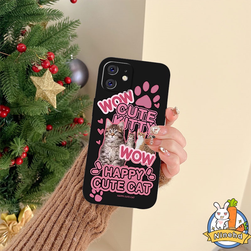 IPHONE Casing Kompatibel Untuk Iphone14 13 12 11 Pro Max X Xr Xs Max8 7 6 6s Plus SE 2020 Lucu Imut Kucing Anjing Tepi Lurus Silikon Casing Ponsel Pelindung Lensa Shockproof Cover Pelindung