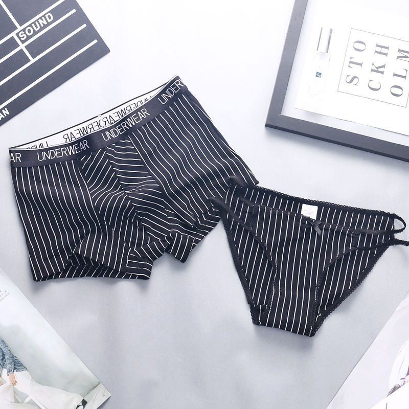 Couple, 2 packs of pure cotton, couple's sexy pants, cute lingerie, pure desire style set