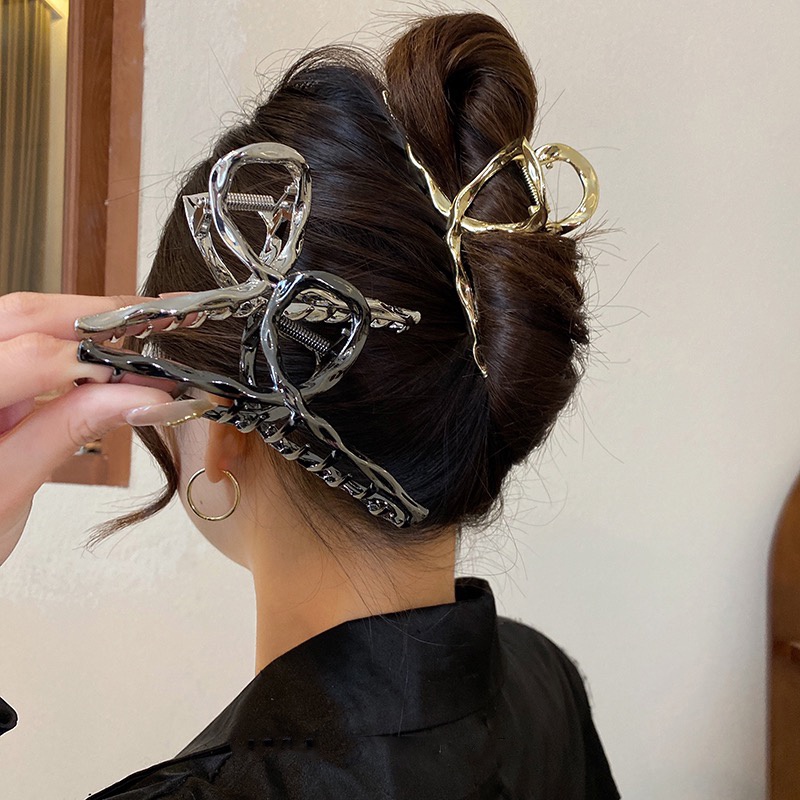 11.5cm Gelombang Logam Jepit Rambut Hair Claw Fashion Sederhana Klip Rambut Hiu Klip Wanita Aksesoris Rambut