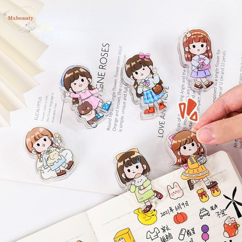 Mxbeauty Klip Akun Tangan Cute Girl Storage Arcylic Test Kertas Paper Folder