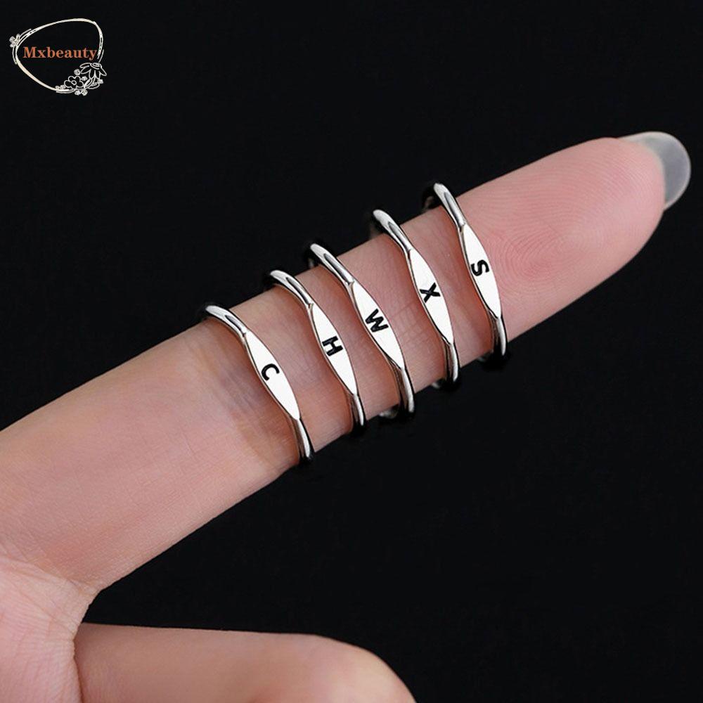 Mxbeauty26 Cincin Alfabet Vintage Sederhana Lucu Kepribadian Hadiah Hari Valentine Cincin Pasangan Perhiasan Gaya Korea