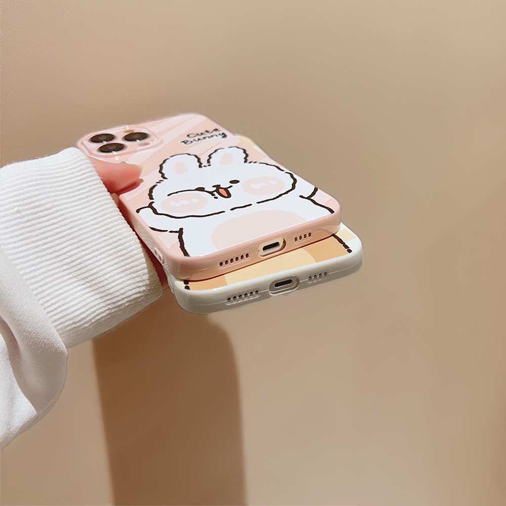 IPHONE Kartun Hewan Lucu Beruang Kelinci Kekasih Pasangan Perlindungan Penuh Casing Ponsel Cover Untuk Iphone11 12 13 14 PLUS PRO MAX