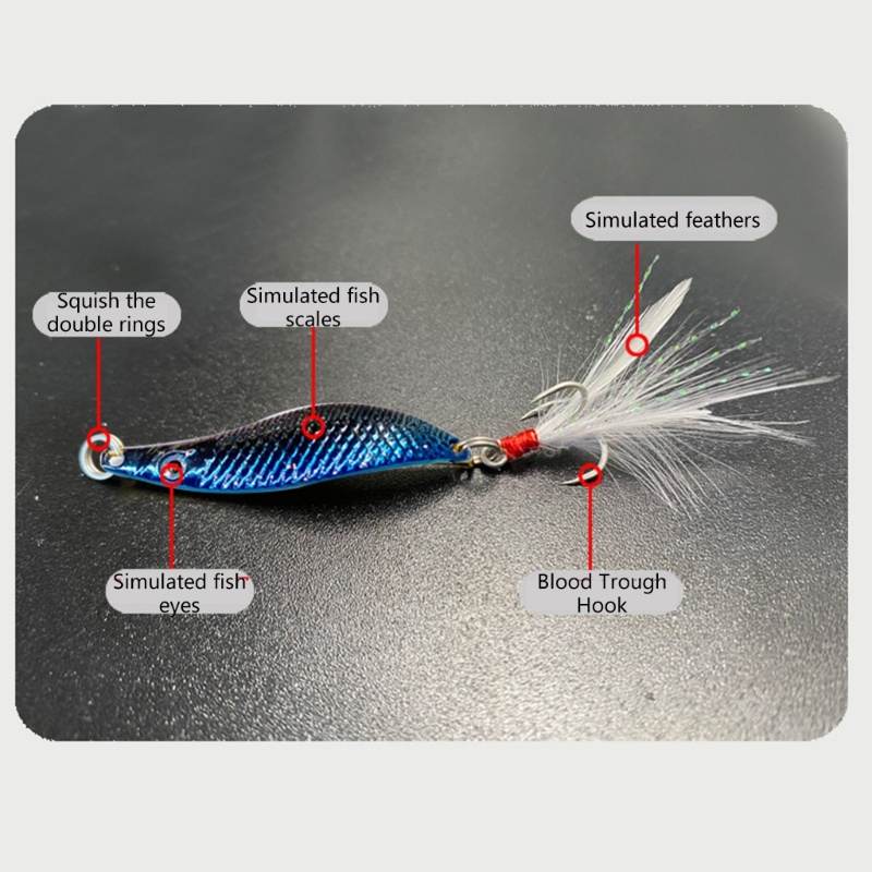 Matahari 5Pcs Sendok Pancing Lure Umpan Keras Spoon Sequin Dengan Bulu Mini Fishing Jigs