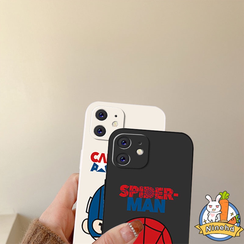 IPHONE Casing Kompatibel Untuk Iphone14 13 12 11 Pro Max X Xr Xs Max8 7 6 6s Plus SE 2020 Fashion Kartun Spider Man Tepi Lurus Silikon Pelindung Lensa Shockproof Pelindung Phone Case