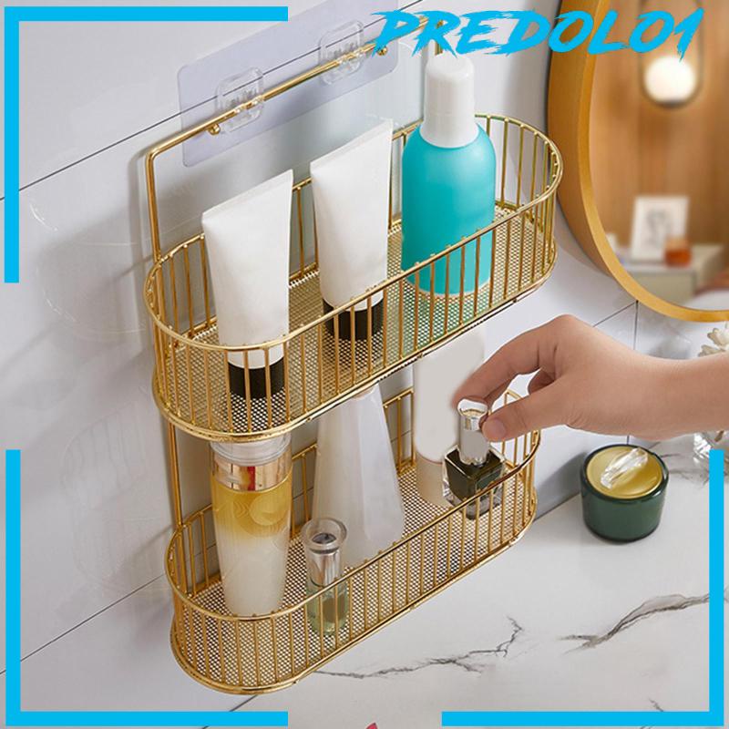 [Predolo1] Keranjang Penyimpanan Kamar Mandi Tempat Shampoo Tempel Dinding Shower Caddy Tanpa Bor