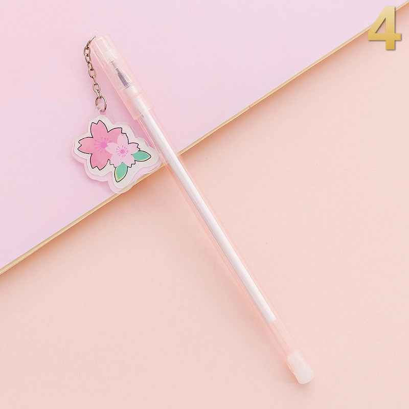 2pcs/pack Gaya Korea Lucu Sakura Kucing Kelinci Liontin Gel Pen Pena Hitam Netral Untuk Perlengkapan Kantor Sekolah Stationary