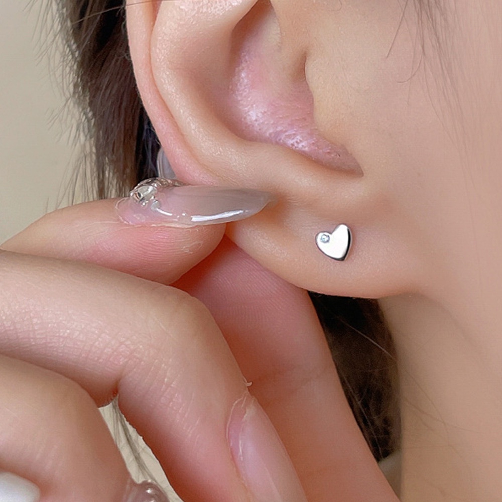 Anting Pejantan Cinta Hati Kecil Minimalis Lucu Untuk Wanita Warna Perak Perhiasan Fashion Ear Studs Hadiah Pesta