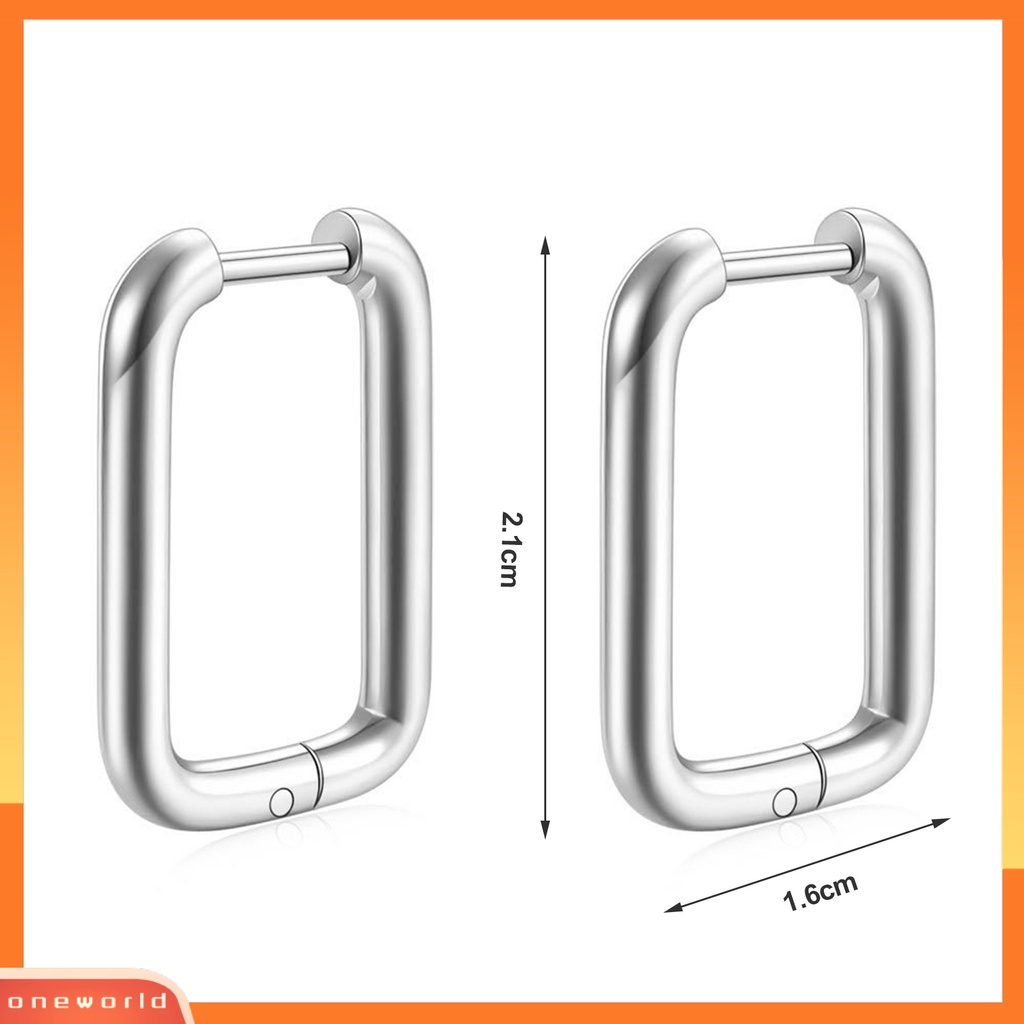 [EONE] 1pasang Anting Stud Electroplating Bentuk Geometris Kesederhanaan Temperamen Dekorasi Permukaan Polandia Tahan Luntur Baja Titanium Gesper Telinga Persegi Aksesoris Pakaian