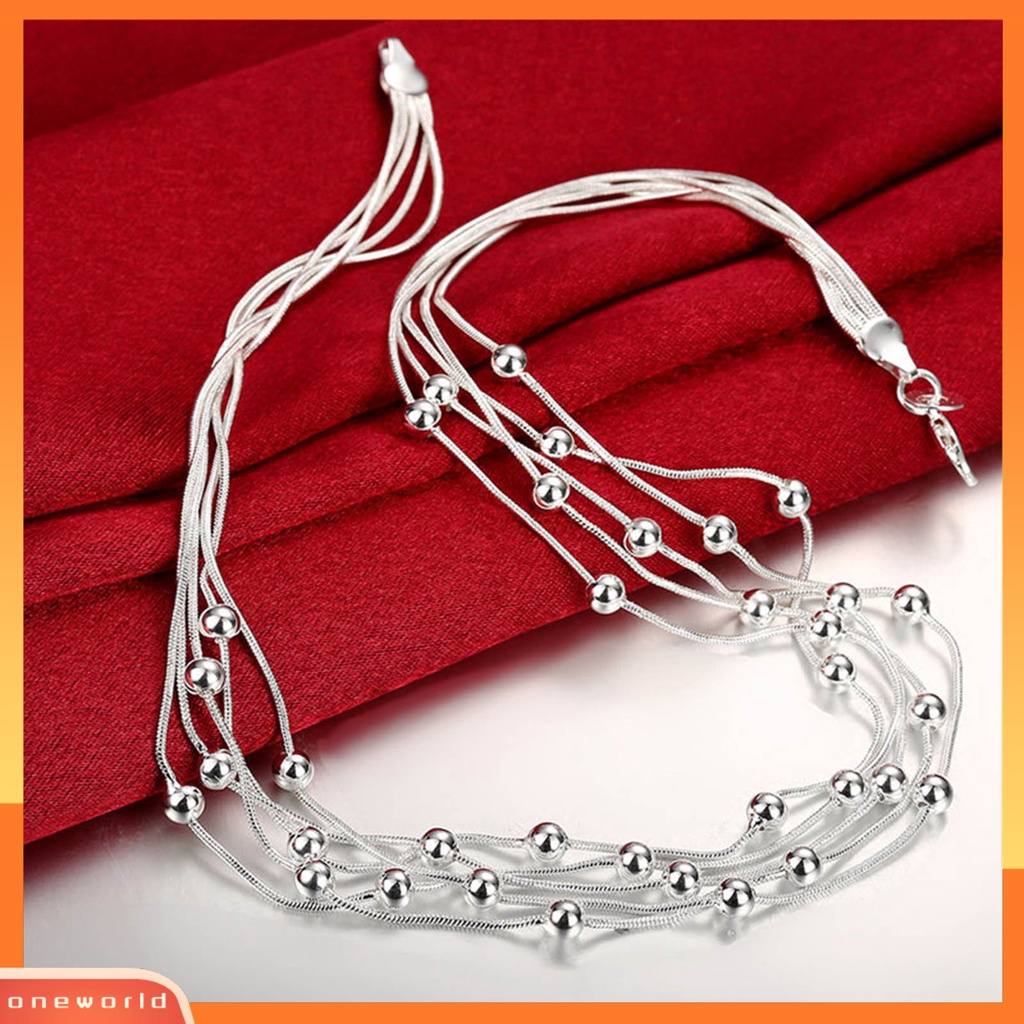 [EONE] Rantai Lima Baris Menawan Indah Tembaga Pengerjaan Halus 5baris Kalung Gelang Set Untuk Wanita