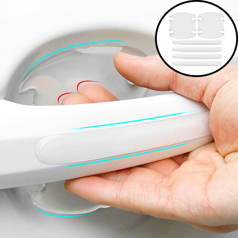 4/8pcs Stiker Pelindung Mangkok Pintu Perekat Transparan Tebal Mobil, Gagang Pintu Stiker anti Gores, Pegangan universal, Pinggiran Pintu Mobil Produk Hias strip anti-Tabrakan