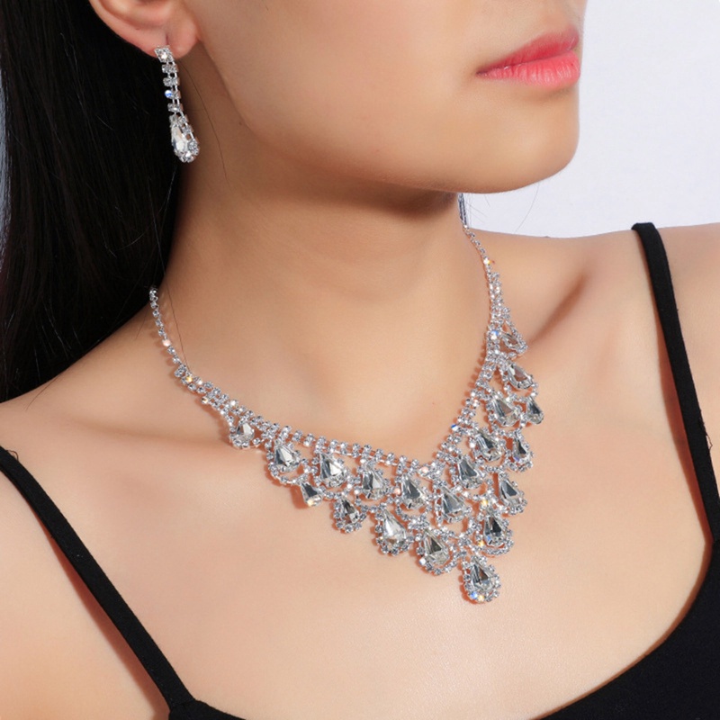 Ladies Princess Kalung Anting Set Perhiasan Tinggi Liontin Yang Indah Kalung Pengantin Perhiasan Pesta Pernikahan