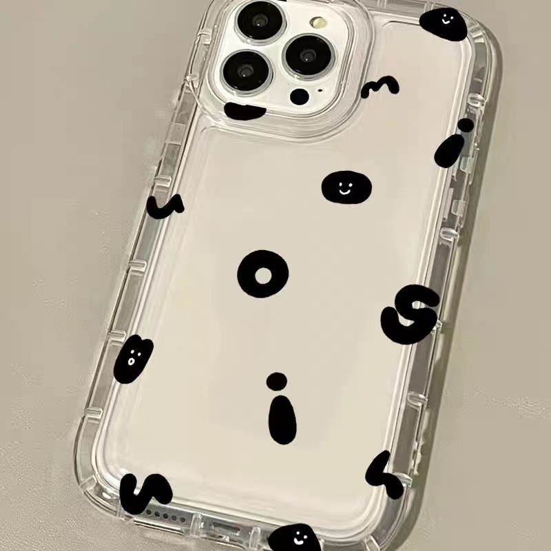 IPHONE Ins English Phone Case Cocok Untuk Iphone11 14 14pro 14plus 13 13mini 13pro 13prm iPhone12 7Plus 8Plus Xr XS 13 12mini Pro Max Empat Sudut Casing Ponsel Transparan Tahan Guncangan