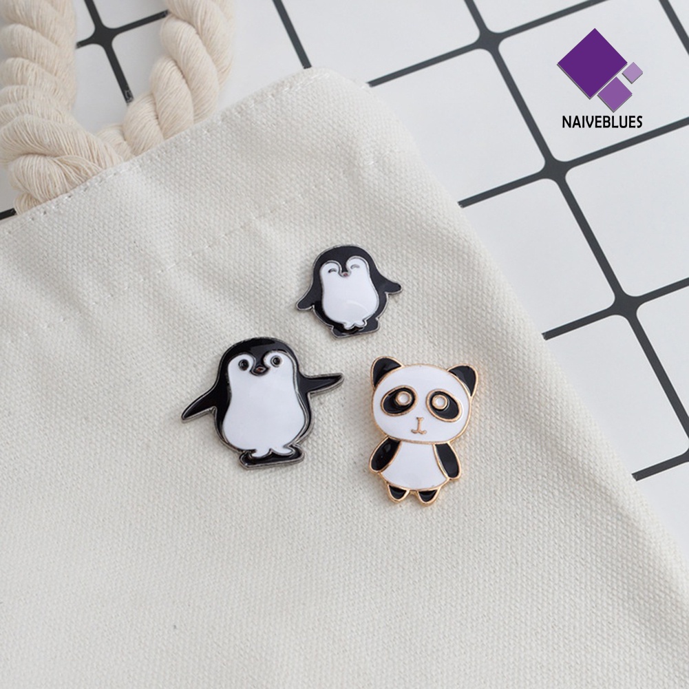 &lt; Naiveblues &gt; Bros Enamel Panda Pinguin Lucu Wanita Kartun Kancing Lencana Lapel