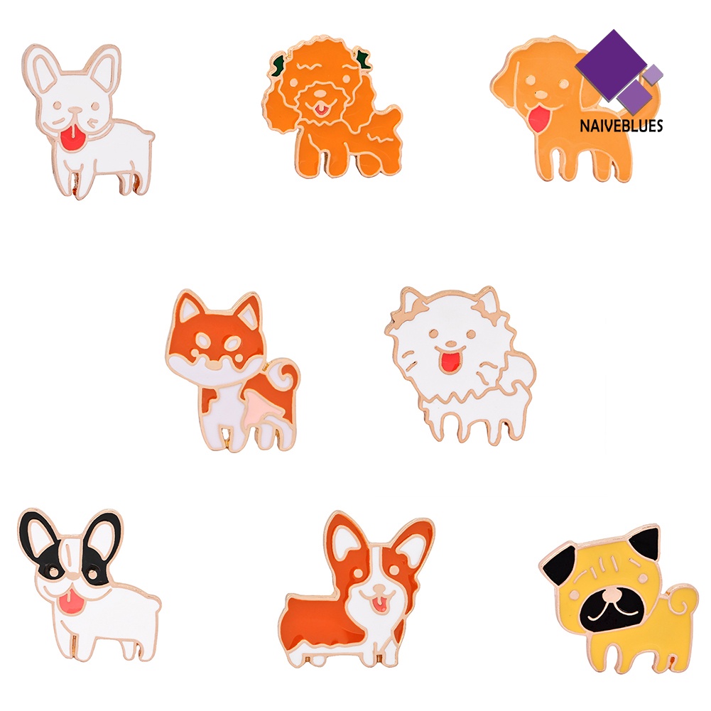 &lt; Naiveblues &gt; Lucu Kartun Hewan Anjing Bros Pin Pakaian Decor Perhiasan Enamel