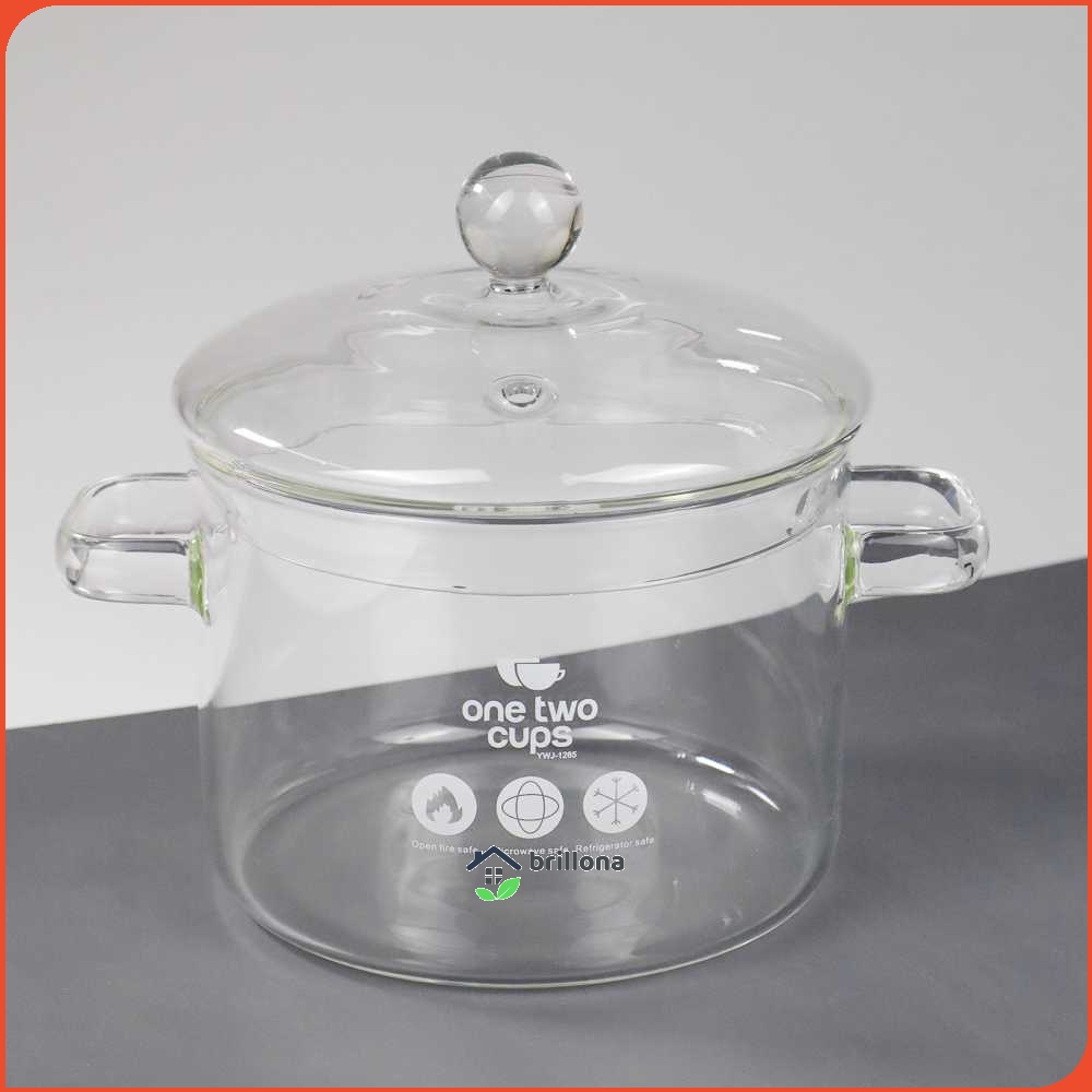 One Two Cups Pot Panci Masak Stewing Soup Pot Borosilicate Glass - YWJ-1265